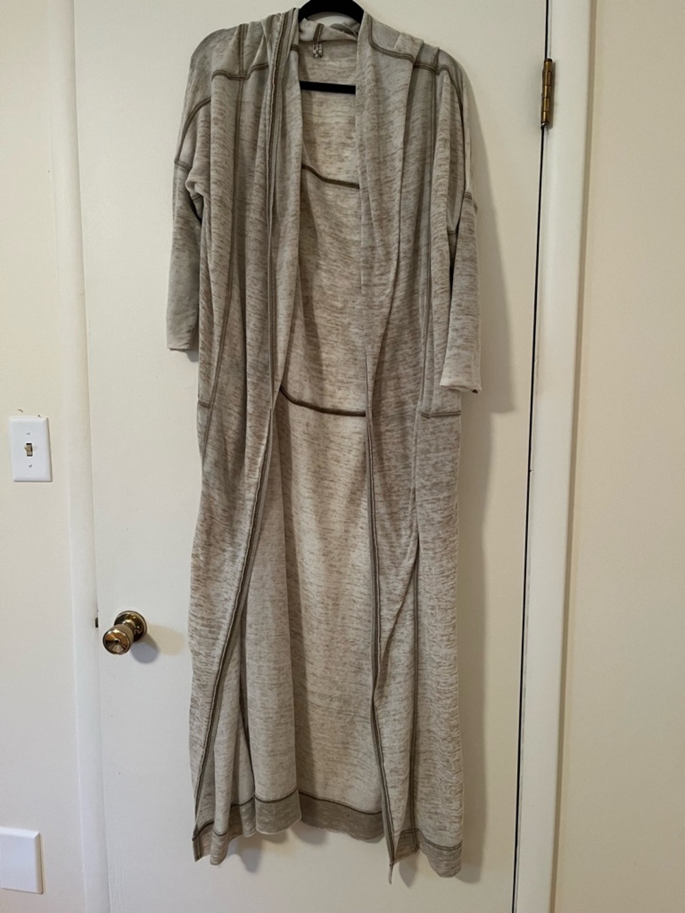 Free People Duster Heathered Cream Open-Front Cardigan